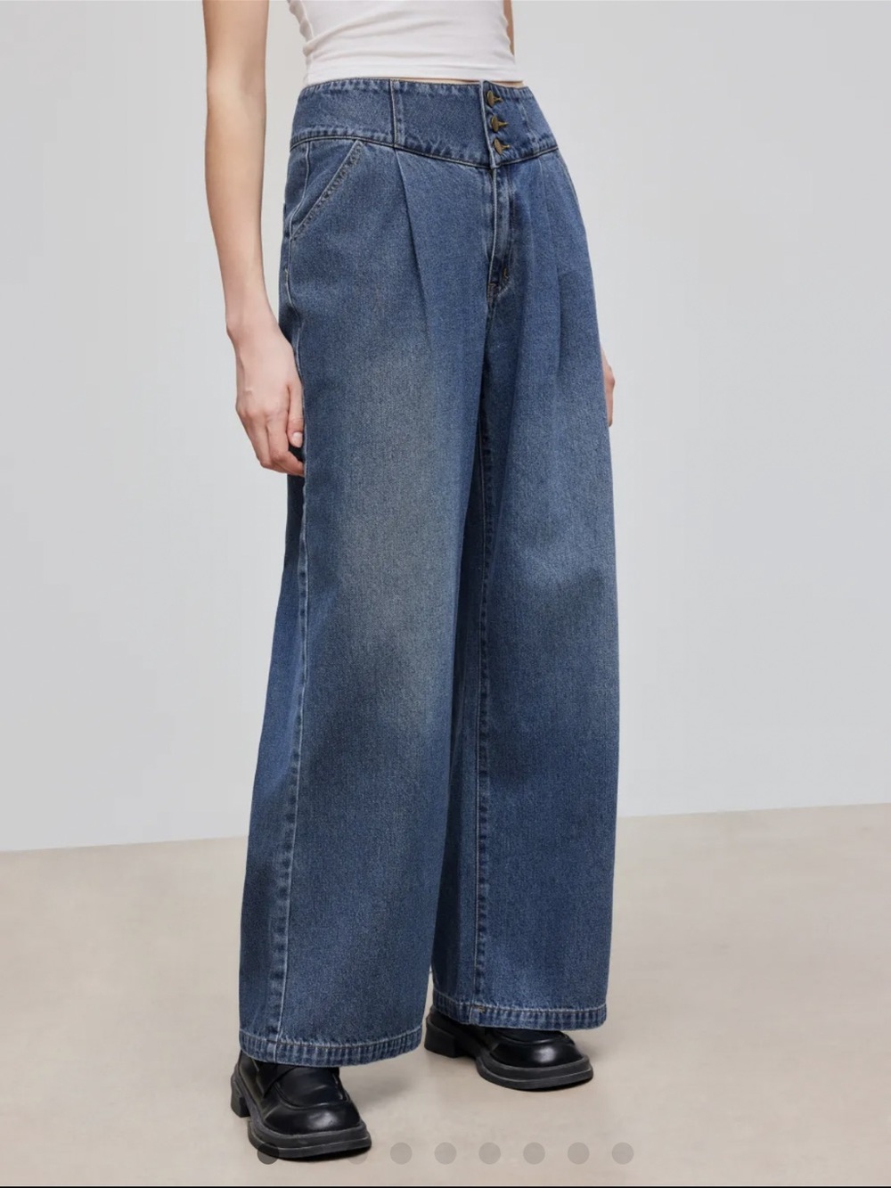 CIDER High Rise Wide Leg Jeans Size 30 Blue Denim Button Front Like New - Picture 3 of 13